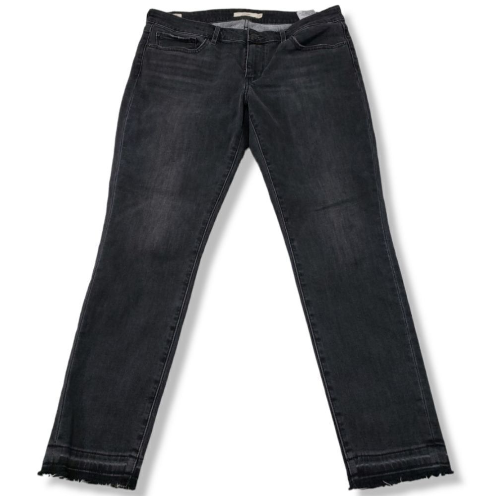 Levi’s 711 Skinny Jeans Size 31 Stretch Denim Pants Cut Raw Hem Faded Black